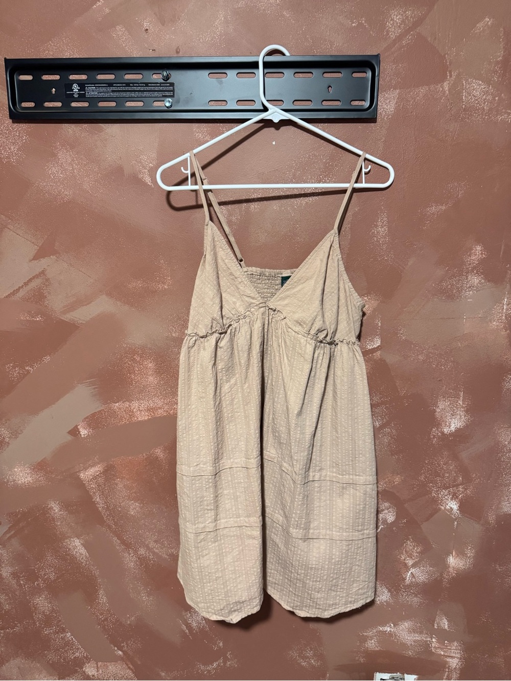 wild fable Beige Textured Spaghetti-Strap Mini Dress